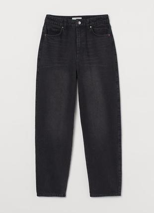 Стильные графитовые джинсы-момы, слоучи h&amp;m с высокой талией 36/s2 фото