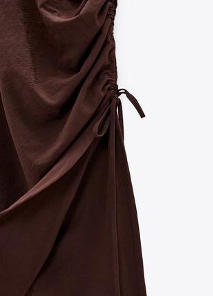 Шоколадное платье с драпировкой6 фото