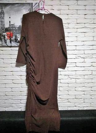 Шоколадное платье с драпировкой8 фото