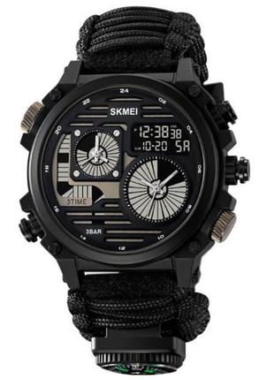 Часы наручные 2202bk skmei paracord, black, compass, термометр, свисток, кресало