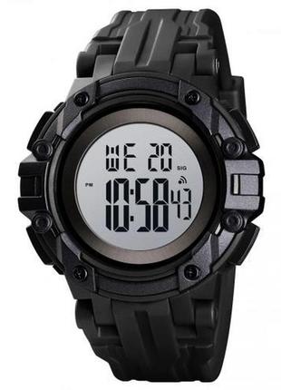 Часы наручные мужские с подсветкой skmei 1545bkwt 5atm 48мм black