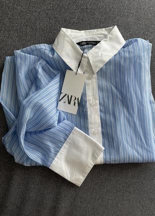 Голубая рубашка из органзы zara, размер s