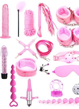 Бдсм набор 21 предмет розовый для ролевых садо-мазо игр