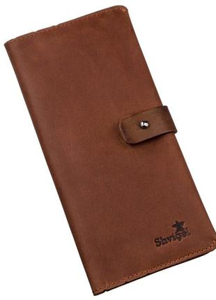 Бумажник мужской из винтажной кожи shvigel 16208 коричневый