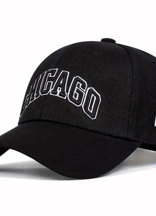 Кепка бейсболка chicago (чикаго) с изогнутым козырьком черный, унисекс wuke one size