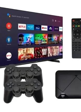 2 в1 смарт тв приставка на android m8 mini 4k ігрова приставка із вбудованими іграми та джойстиками