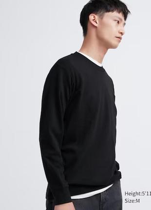 Базовий лонгслів uniqlo  crew neck long sleeve t-shirt7 фото