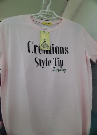 Женская футболка розовая оверсайз 48-50 с принтом
