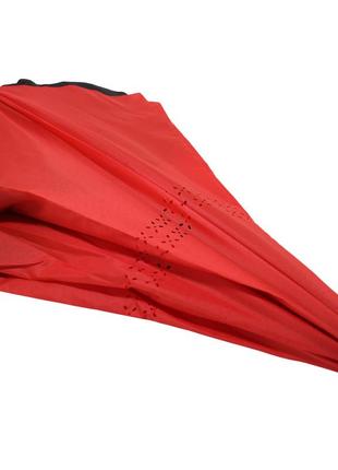 Зонт наоборот up-brella красный. механический складной зонтик наоборот устойчивый к ветру5 фото