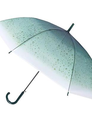 Жіноча парасолька rst rst940 краплі дощу dark green. напівавтоматична якісна парасолька