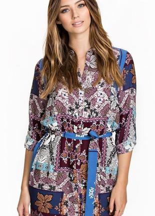 Брендовое платье-рубашка с поясом river island цветы этикетка