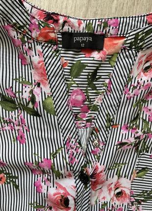 Рубашка в полоска с цветочным принтом