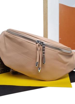 Стильна жіноча поясна сумка штучна шкіра пудровий арт.6686 pink flower (54)