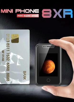 Міні мобільний телефон aiek bm 8xr 2sim mini червоний5 фото