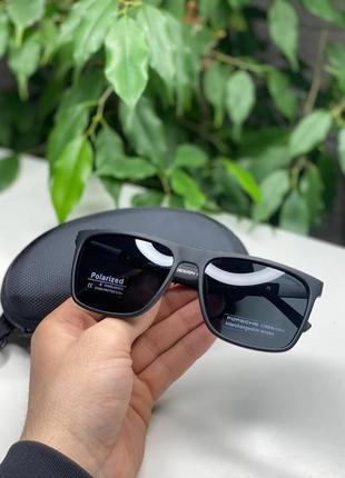 Мужские солнцезащитные очки porsche polaroid черные матовые квадратные поляризованные порше антибликовые