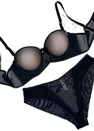 Бежево-черный комплект в чашке с. код: с379