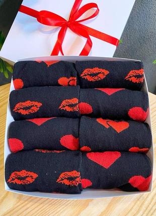 Подарунковий набір шкарпеток чоловічих на 8 пар 40-45 р чорні та якісні, демісезонні, класні та стильні