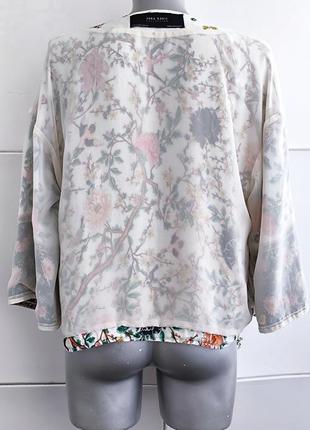 Блуза кімоно zara з квітковим принтом3 фото