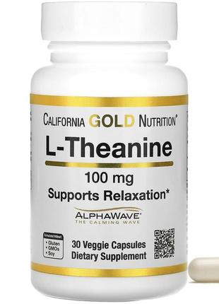 California gold nutrition l-теанін з alphawave 100 мг 30 рослинних капсул від стресу cgn-01244