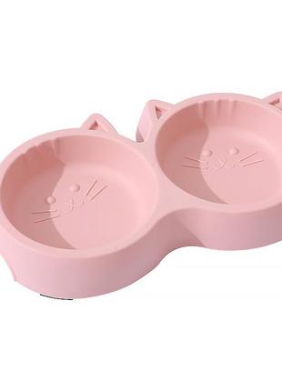 Миска для кошек taotaopets cat 123307 двойная пластиковая pink