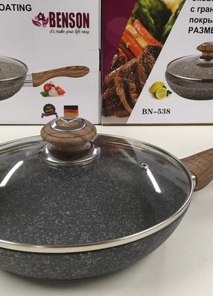 Сковорідка з кричкою 24 см гранітне покр. з червоним benson bn-538 (8 шт.)
