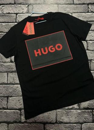 Чоловіча футболка hugo boss чорна premium