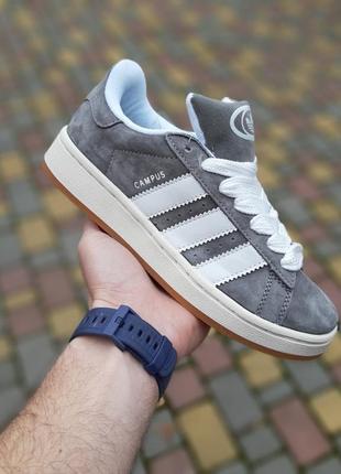 Adidas campus серые с белым