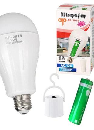 Світлодіодна led-лампочка з акумулятором ap-2915, 15w, e27, 1x18650, ковпачок-кемпінг (yajia)