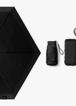 Міні-парасолька 191t кишенькова з чохлом капсулою black. компактна механічна парасолька5 фото