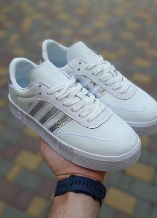 Adidas samba белые с серебром