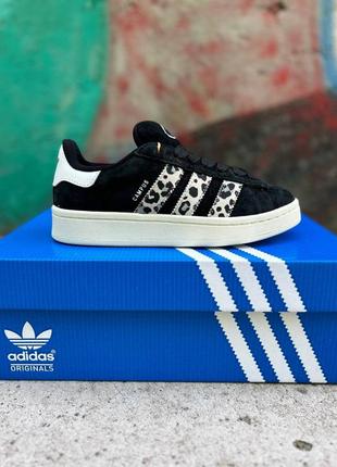 Женские кроссовки adidas campus black leopard
