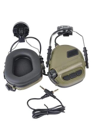 Активні тактичні навушники earmor m31h mod3 для шолома green навушники з кріпленням на каску