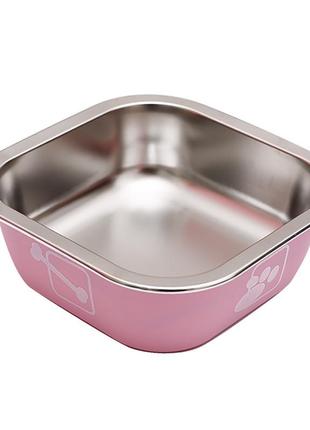 Миска для собак котів taotaopets 1910002 металева pink 160 мм