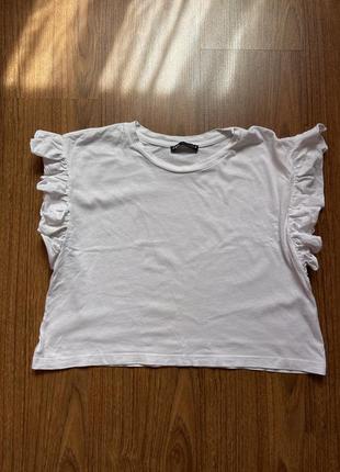 Майка футболка блуза укорочена біла зара