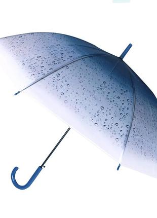Женский зонт rst rst940 капли дождя blue. полуавтоматический качественный зонтик