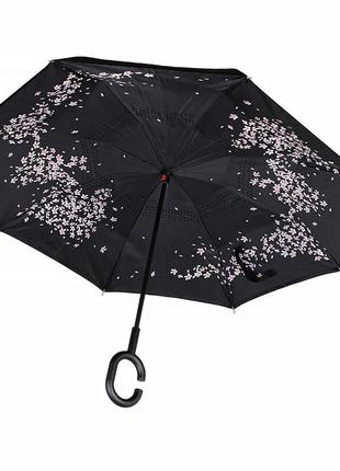 Зонт наоборот up-brella сакура. механический складной зонтик наоборот устойчивый к ветру