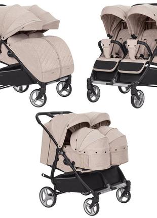 Коляска універсальна carrello connect crl-5502/1 cotton beige для двійні,люлька-переноска /1/moq