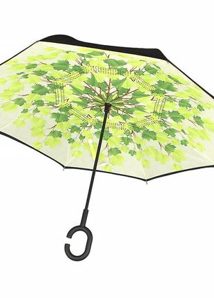Зонт наоборот up-brella листья. механический складной зонтик наоборот устойчивый к ветру