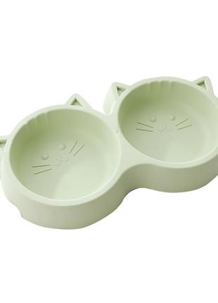 Миска для кошек taotaopets cat 123307 двойная пластиковая green