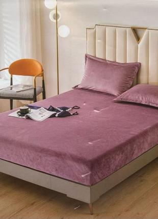 Постільна білизна, простирадло на резинці, велюр, постіль