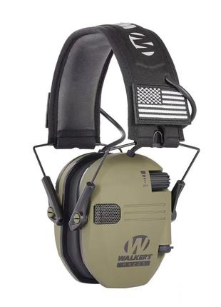 Тактичні електронні навушники walker's razor w1 green із системою шумоподавлення для захисту слуху