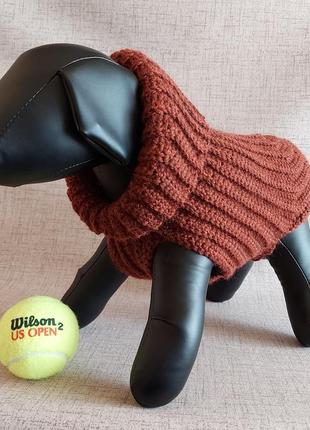 Мягкий вязаный крючком шерстяной свитер-худи с воротником-капюшоном для котов и маленьких собак