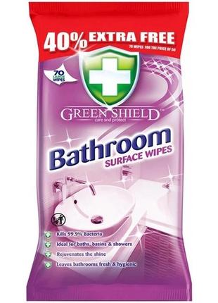Вологі серветки для прибирання ванної кімнати green shield bathroom (70 штук) великобританія