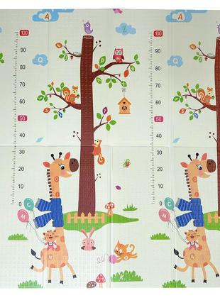 Дитячий килимок cutystar 180*160*1 см складаний двосторонній антиковзний neck giraffe/forest animals