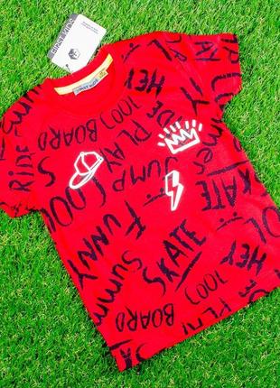 Красная футболка на мальчика туреченица 100% хлопок отличное качество размеры 98, 104,110,116