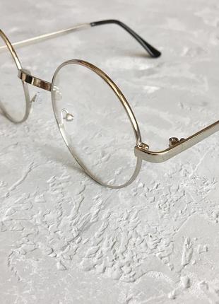 Круглі іміджеві окуляри зі сріблястою оправою (треба замінити лінзи)