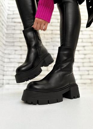 Нові чорні зимові масивні черевики ботинки знижка