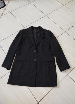 Черный базовый блейзер пиджак шерстяной женский2 фото