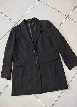 Черный базовый блейзер пиджак шерстяной женский3 фото