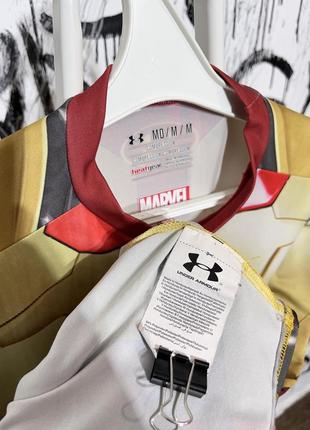 Термо футболка under armour marvel iron man, оригінал, повний принт, залізна людина, марвел, зручна, еластична, тренувань, для залу, найк, адідас10 фото